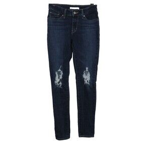 LEVI'S 711 Women's Dark Wash Distressed Stretch Skinny Jeans Size 25